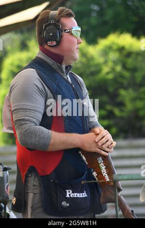 Matthew Coward-Holley tritt im Juni 2021 in der britischen Shotgun-Serie an Stockfoto