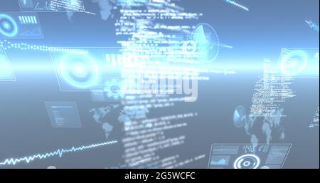 Abbildung von Scopes, Statistikaufzeichnung und Datenverarbeitung auf Bildschirmen Stockfoto