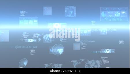 Abbildung von Scopes, Statistikaufzeichnung und Datenverarbeitung auf Bildschirmen Stockfoto