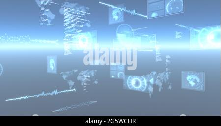 Abbildung von Scopes, Statistikaufzeichnung und Datenverarbeitung auf Bildschirmen Stockfoto