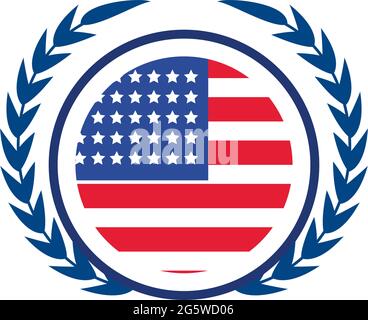 usa Flagge mit Kranzemblem Symbol Stock Vektor