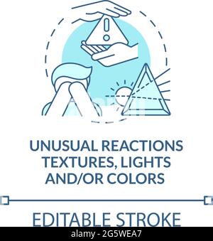 Sinnesfragen im Autismus-Konzept-Symbol. Autismus Symptom abstrakte Idee dünne Linie Illustration. Essen nur bestimmte strukturierte Lebensmittel. Vektor-isolierter Umriss Stock Vektor