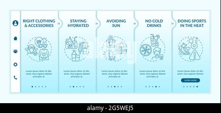 Vektorvorlage zur Vermeidung von Wärmeerschöpfung beim Onboarding Stock Vektor