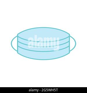 Schutzmaske mit Ohrbügel. Vordere blaue medizinische Maske zum Schutz vor Viren und verunreinigter Luft. Schutz vor Bakterien, Smog. Grippeschutz Stock Vektor