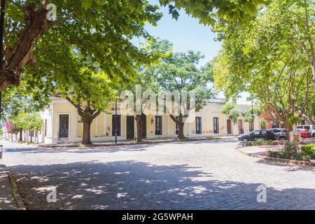 Alte Stadtstraße in San Antonio de Areco, Provinz Buenos Aires, Argentinien Stockfoto