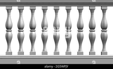 Dekorative Säulen auf weißem Hintergrund isoliert. 3D. Vektorgrafik. Stock Vektor