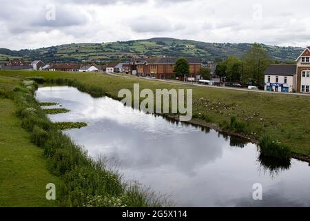 Ein Blick auf Caerphilly, Wales vom Schloss aus am 25. Juni 2021. Kredit: Lewis Mitchell Stockfoto