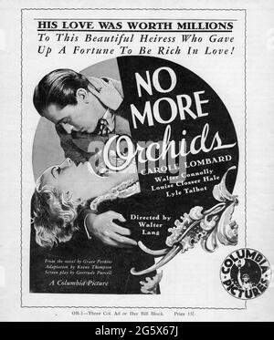 CAROLE LOMBARD und LYLE TALBOT in NO MORE ORCHIDS 1932 Regie WALTER LANG Geschichte Grace Perkins Adaption Keene Thompson Drehbuch Gertrude Purcell Kinematographie Joseph H. August Kostümdesign Robert Kalloch Columbia Picters Stockfoto