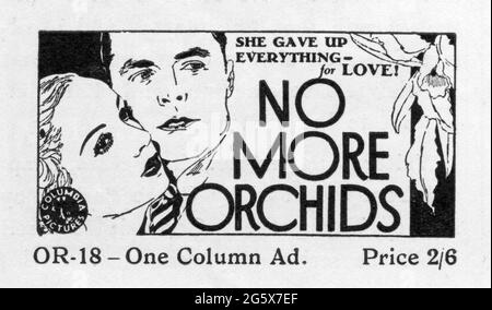 CAROLE LOMBARD und LYLE TALBOT in NO MORE ORCHIDS 1932 Regie WALTER LANG Geschichte Grace Perkins Adaption Keene Thompson Drehbuch Gertrude Purcell Kinematographie Joseph H. August Kostümdesign Robert Kalloch Columbia Picters Stockfoto