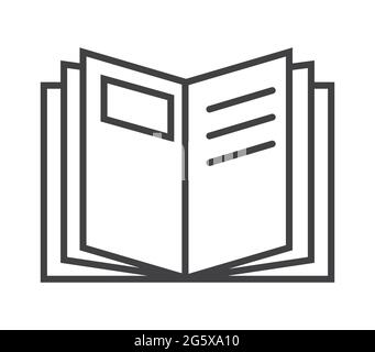 Symbolvektor für Broschürenseite im dünnen Linienstil. Umrisssymbol für Referenz, Papier, Dokumente. Zeichen von Kapitel, Notiz, Absatz, Notizbuch. E-Lesung, E- Stock Vektor