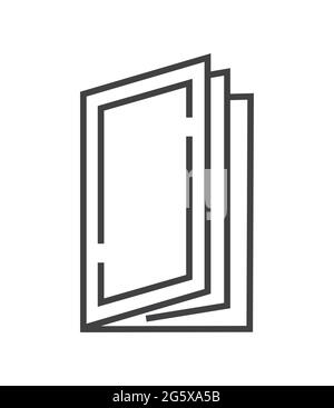 Symbolvektor für Broschürenseite im dünnen Linienstil. Umrisssymbol für Referenz, Papier, Dokumente. Zeichen von Kapitel, Notiz, Absatz, Notizbuch. E-Lesung, E- Stock Vektor