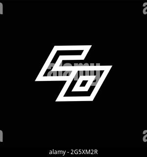 CO-Logo-Monogramm mit bis zu unten Stil negativen Raum Design-Vorlage isoliert auf schwarzem Hintergrund Stock Vektor