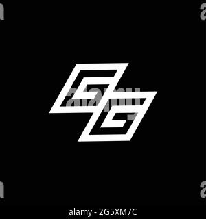 GG-Logo-Monogramm mit bis zu unten Stil negativen Raum Design-Vorlage isoliert auf schwarzem Hintergrund Stock Vektor