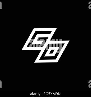 GO-Logo-Monogramm mit bis zu unten Stil negativen Raum Design-Vorlage isoliert auf schwarzem Hintergrund Stock Vektor