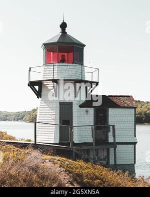 Eichhörnchen Point Light, in Arrowsic, Maine Stockfoto