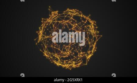 Abstrakter Kugeltechnologie Hintergrund aus Linien und Punkten. Stockfoto