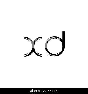 XD-Logo-Monogramm mit abgerundeter, moderner Design-Vorlage auf weißem Hintergrund isoliert Stock Vektor