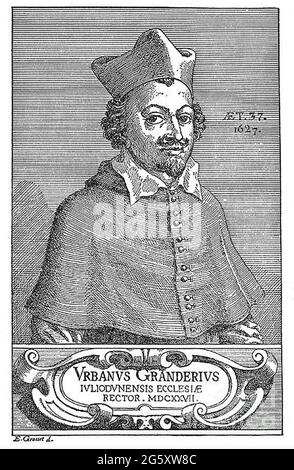 URBAIN GRANDIER (1590-1634) der französische katholische Priester verbrannte nach einem Hexenprozess auf dem Scheiterhaufen Stockfoto