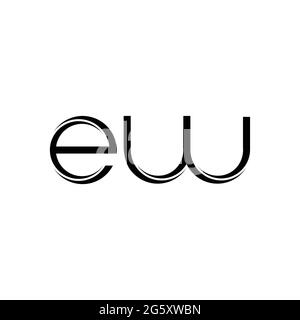 EW-Logo-Monogramm mit abgerundeter moderner Design-Vorlage auf weißem Hintergrund isoliert Stock Vektor