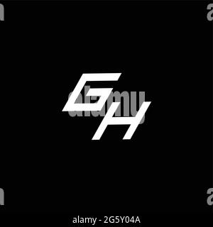 GH-Logo-Monogramm mit bis zu Down-Stil moderne Design-Vorlage isoliert auf schwarzem Hintergrund Stock Vektor