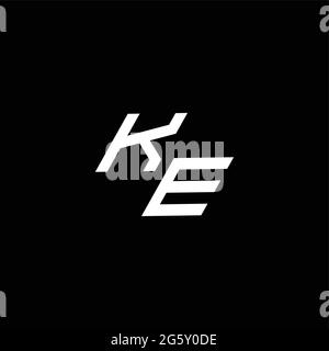 KE-Logo-Monogramm mit bis zu Down-Stil moderne Design-Vorlage isoliert auf schwarzem Hintergrund Stock Vektor