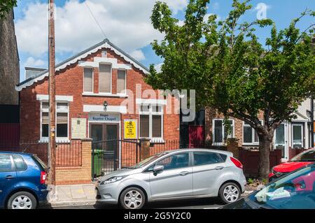 Hope Baptist Church begann 1889, 5-7 Stafford Road, Forest Gate, Newham, London, Vereinigtes Königreich Stockfoto