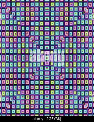 Winzige geblümten Fliesen form Reihen und Zeilen über Hintergrundbild. Stockfoto