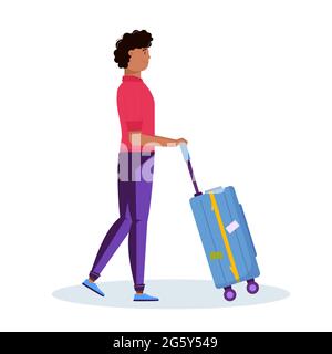 Mann mit Gepäck für Abenteuertourismus, Reisen. Reise dekoratives Design mit Koffer, Gepäck für Reisende. Flache Cartoon trendy Vektor Stock Vektor