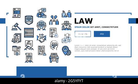 Law Justice Dictionary Landing Header-Vektor Stock Vektor