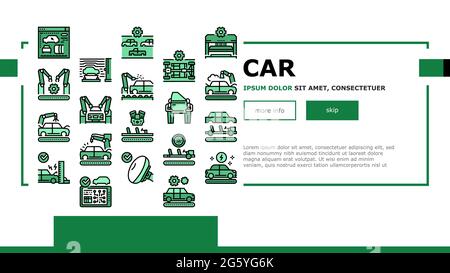 Car Factory Production Landing Header Vektor Stock Vektor