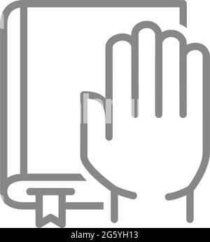 Geben Sie das Symbol für die Buchzeile ein. Bibel, ein Eid, Versprechen Symbol Stock Vektor