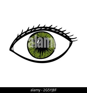 Kontaktlinsen Gesundheitswesen Vektor Illustration. Zeichentricksymbole für die Augenheilkunde. Stock Vektor