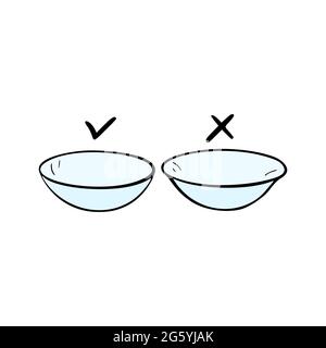 Kontaktlinsen Gesundheitswesen Vektor Illustration. Zeichentricksymbole für die Augenheilkunde. Stock Vektor