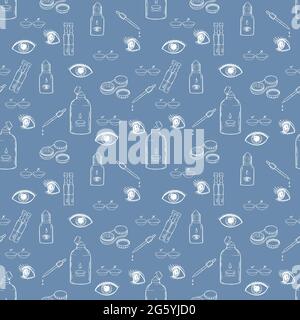 Kontaktlinsen Gesundheitswesen Vektor Illustration. Zeichentricksymbole für die Augenheilkunde. Stock Vektor