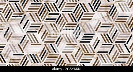 Abstraktes geometrisches Nahtmuster mit polygonaler Form. Marmor Textur Luxus Hintergrunddesign für Teppich, Teppich, Tapete, Kleidung, Verpackung, Batik Stock Vektor