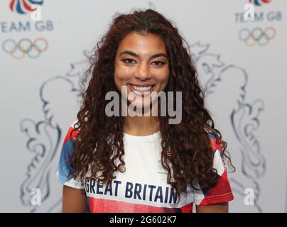 Nicole Yeargin während der Leichtathletik-Ausrüstungssitzung für die Olympischen Spiele in Tokio 2020 im NEC Birmingham, Großbritannien. Bilddatum: Dienstag, 29. Juni 2021. Stockfoto