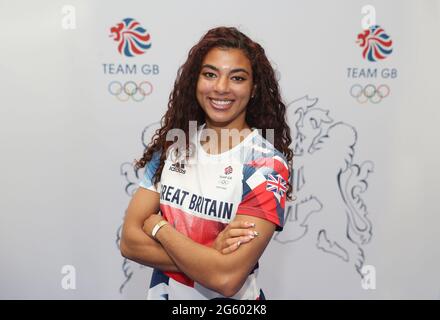 Nicole Yeargin während der Leichtathletik-Ausrüstungssitzung für die Olympischen Spiele in Tokio 2020 im NEC Birmingham, Großbritannien. Bilddatum: Dienstag, 29. Juni 2021. Stockfoto