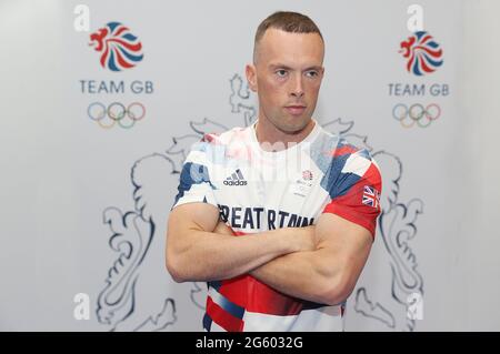 Richard Kilty während der Leichtathletik-Trainingsveranstaltung für die Olympischen Spiele in Tokio 2020 im NEC Birmingham, Großbritannien. Bilddatum: Dienstag, 29. Juni 2021. Stockfoto