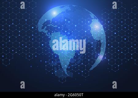 Globale Netzwerkverbindungen mit Punkten und Linien. Drahtmodell Hintergrund. Abstrakte Verbindungsstruktur. Polygonaler Raum Hintergrund, Illustration Stockfoto