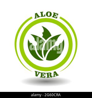 Kreis-Logo Aloe Vera mit einfachen Kaktusblättern Symbol in runden Vektor-Symbol. Naturkosmetik-Zeichen mit Bio-Bio-Extrakt, Verpackung Piktogramm eines Stock Vektor