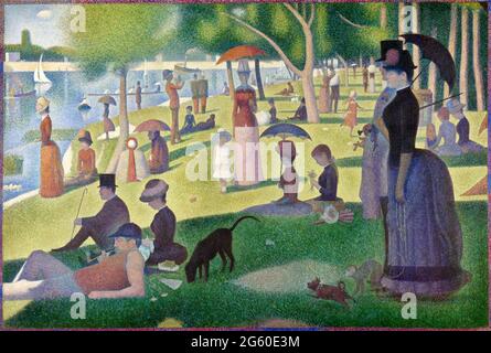 Georges Seurat Kunstwerk mit dem Titel EIN Sonntagnachmittag auf der Insel La Grande Jatte Stockfoto
