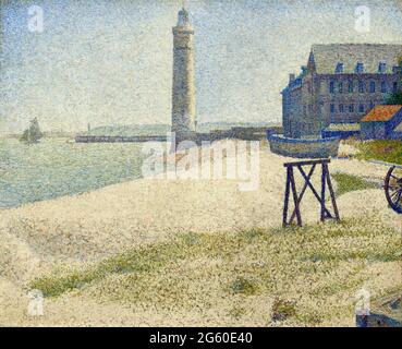 Georges Seurat Kunstwerk mit dem Titel The Lighthouse at Honfleur. Stockfoto