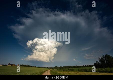 Cumulonimbus capillatus incus Wolke, isolierte Sturmwolke Stockfoto