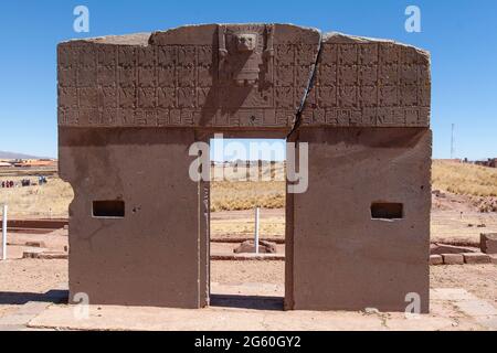 Tiwanaku, Bolivien - august 2009 - Tempel von kalasasaya Stockfoto