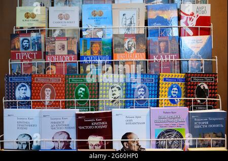 Bücher klassische Literatur auf Regalen platziert Stockfoto