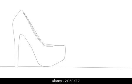 Selbstzeichnung Animation einer Linie Zeichnung eines High Heel Schuhs. Stock Vektor