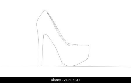 Selbstzeichnung Animation einer Linie Zeichnung eines High Heel Schuhs. Stock Vektor