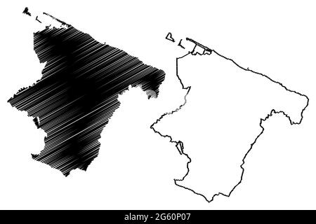 Barletta-Andria-Trani Provinz (Italien, Italienische Republik, Region Apulien) Karte Vektorgrafik, Skizze Provinz Barletta Andria Trani Karte Stock Vektor