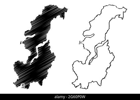 Como Provinz (Italien, Italienische Republik, Lombardei Region) Karte Vektor-Illustration, scribble Skizze Provinz Como Karte Stock Vektor