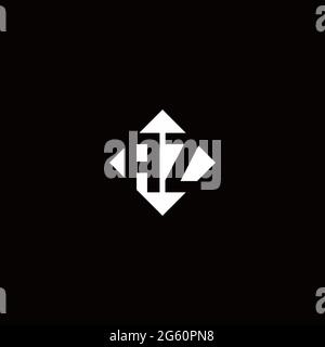 Monogram Logo Design mit quadratischer Rautenform isoliert auf schwarzem Hintergrund Stock Vektor
